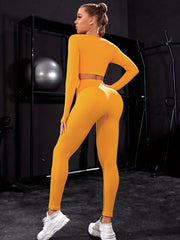 High Elastic Thumb Hole Sports T-shirt And Leggings Women's Activewear