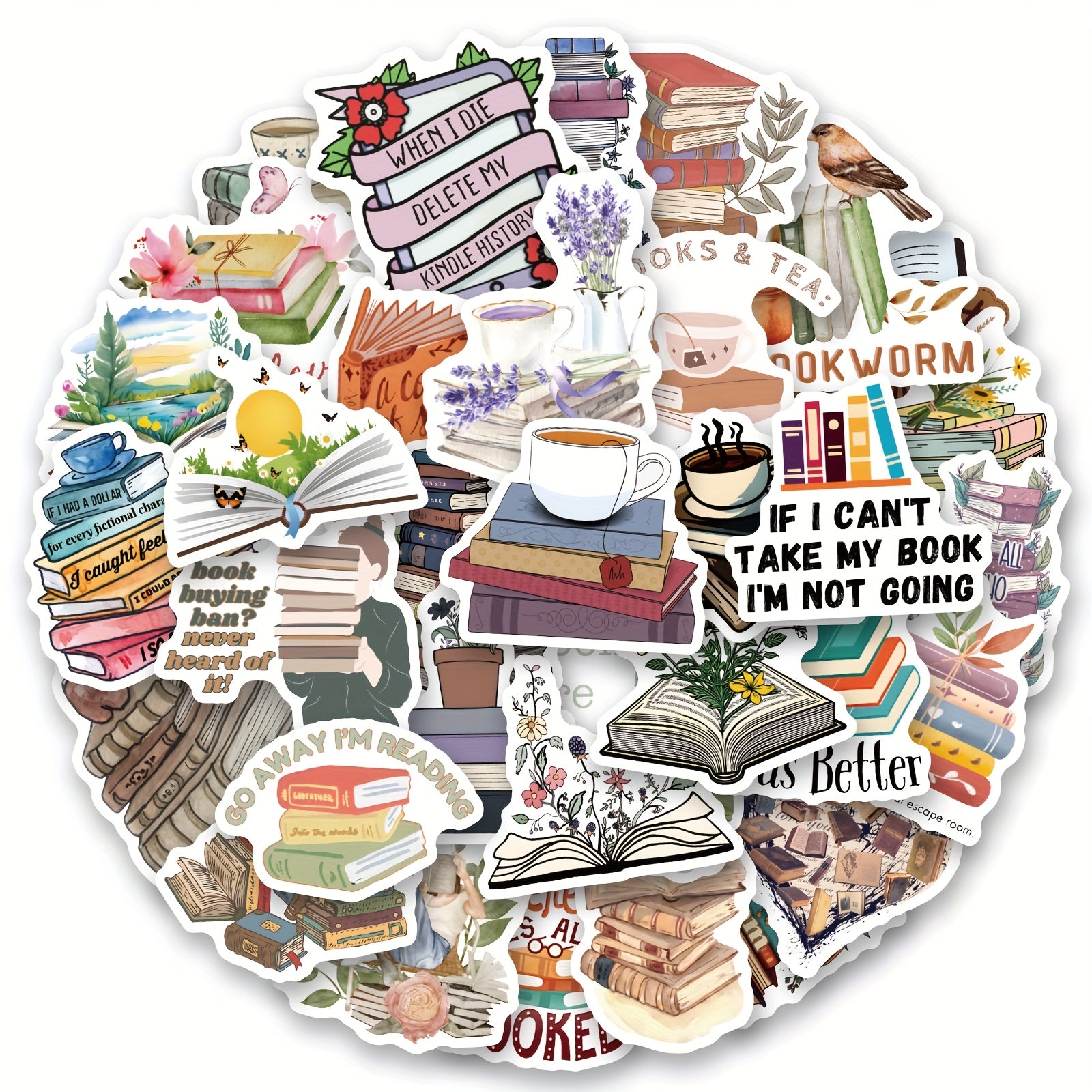 Book Lover Stickers Vinyl Decals Inspirational Quotes Whimsical Designs