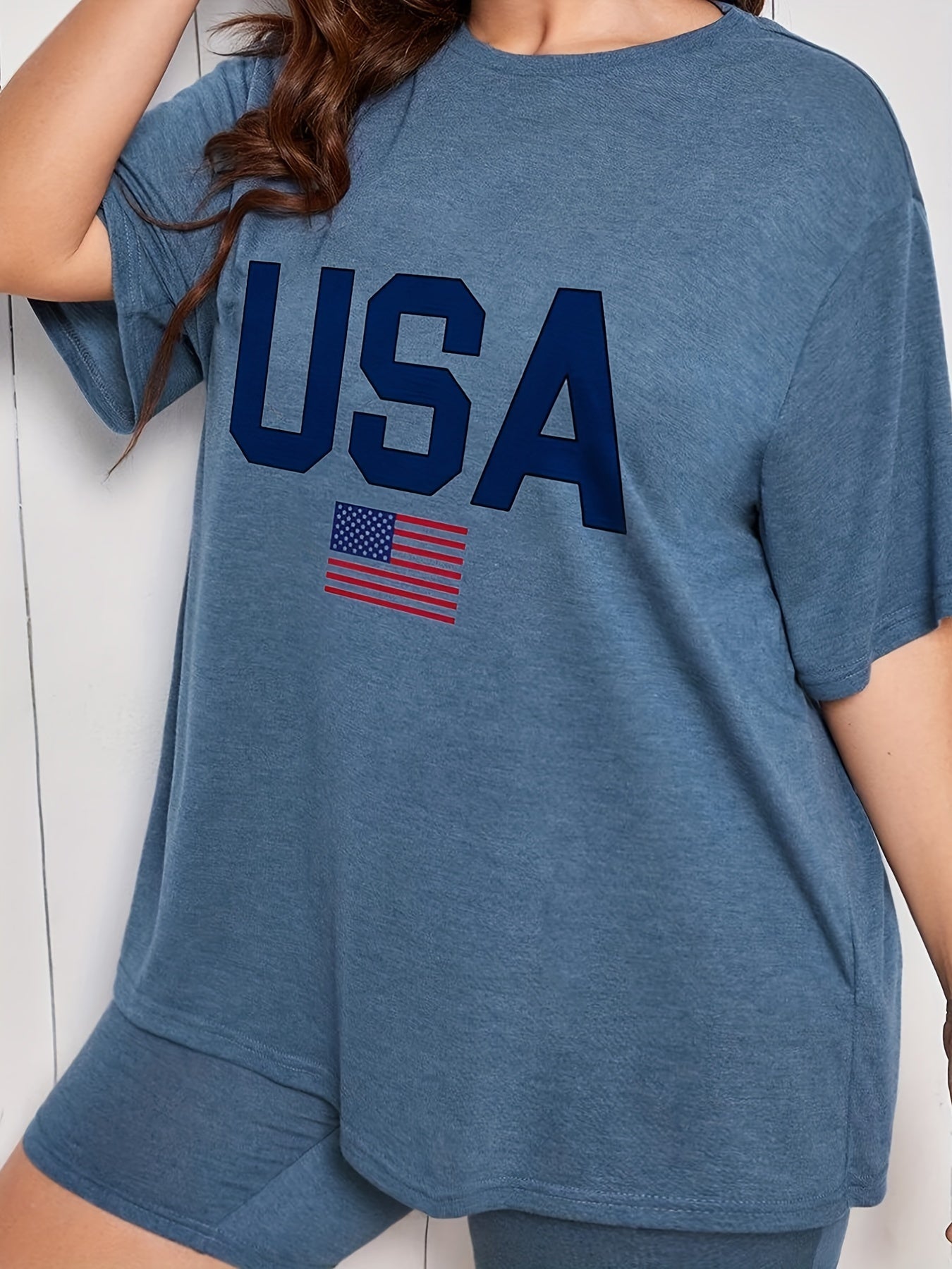  Independence Loungewear Set Women's Flag & Letter Print Pajama