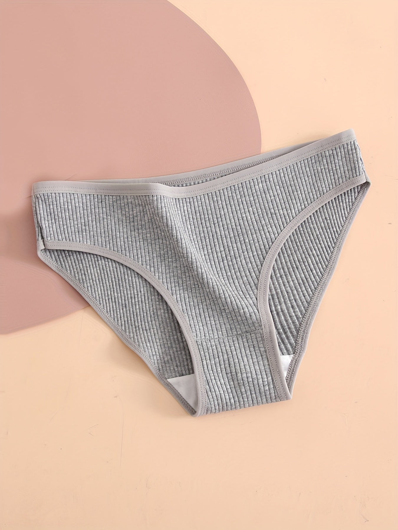 5pcs Ribbed Briefs Stretchy Intimates Panties Women's Lingerie