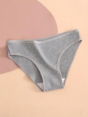 5pcs Ribbed Briefs Stretchy Intimates Panties Women's Lingerie