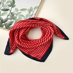 Striped Satin Scarf Silk Square Bandana Vintage Neck