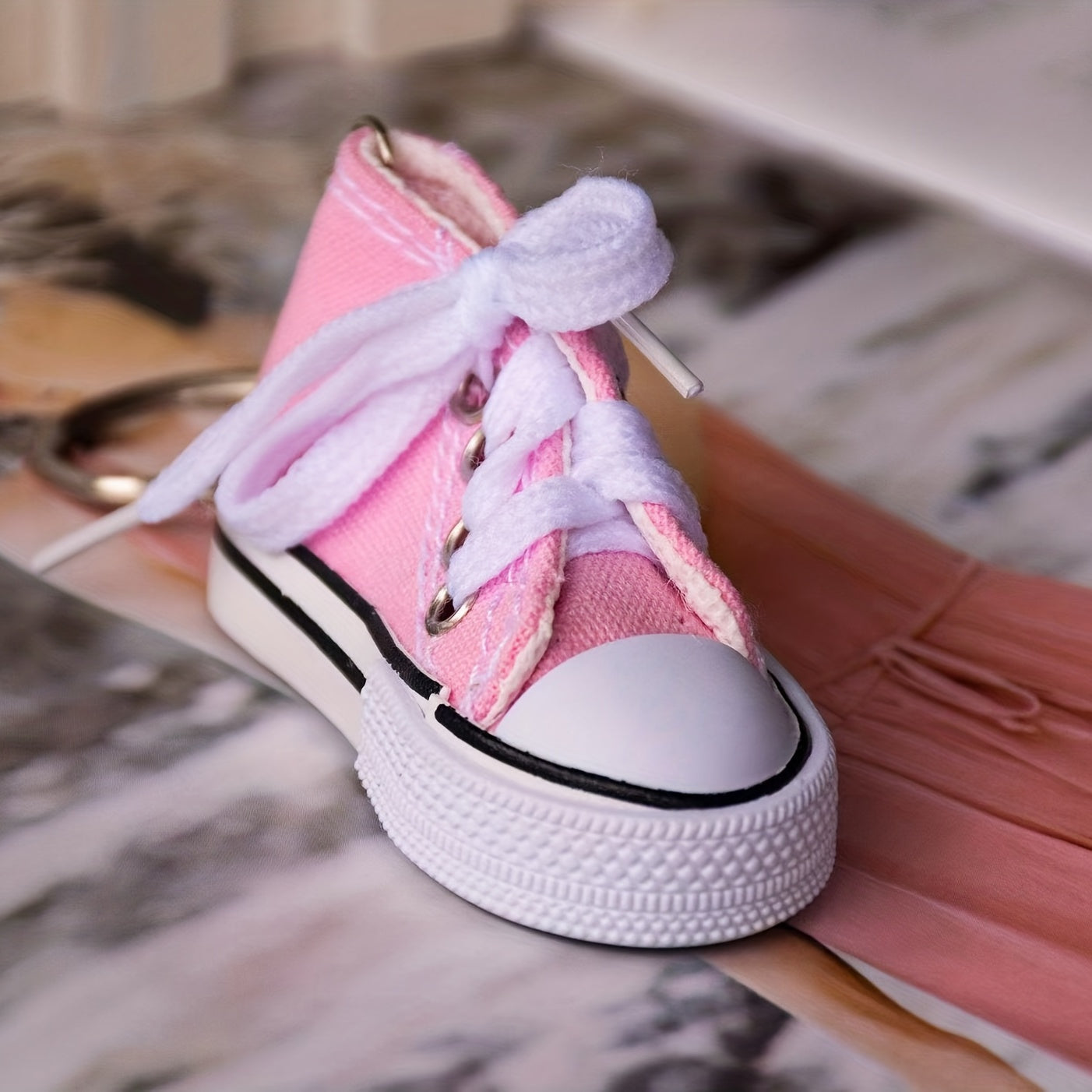 Pink Cloth Shoe Key Chain Pendant For Car Key Jewelry