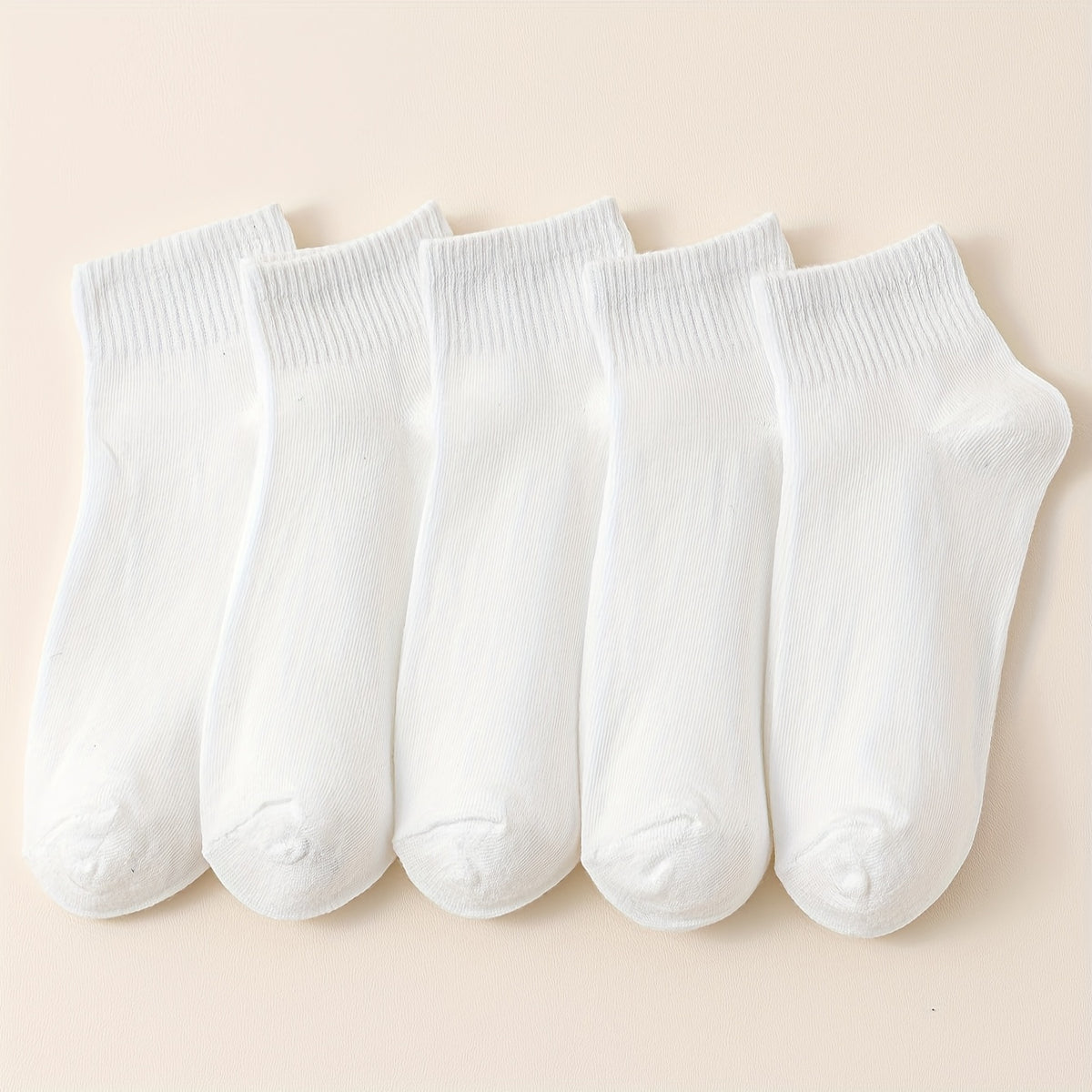 5 Pairs Solid Crew Socks for Women