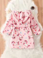 Toddler Unicorn Hooded Bathrobe Flannel PJ