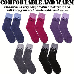 5 pairs Outdoor Cat Pattern Soft Thick Casual Cotton Warm Socks