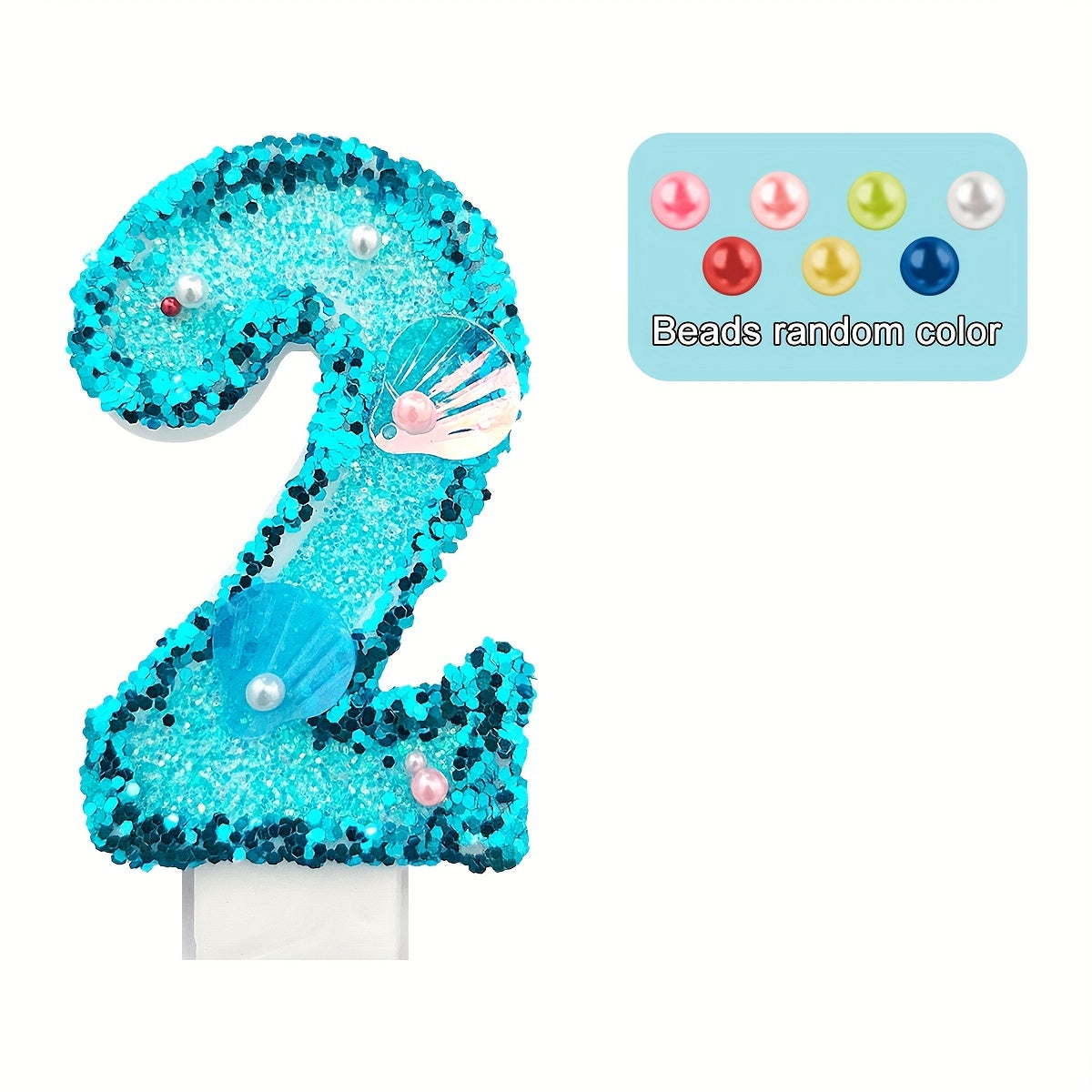 Glitter Shell Number 0-9 Birthday Candle for Sea Theme Parties