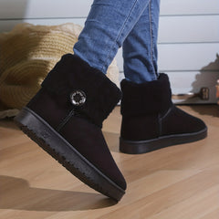 Women's Winter Snow Boots Button Knitting Band Ankle Boots