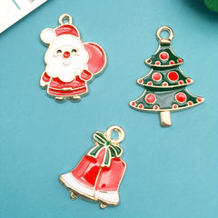 21pcs Enamel Charms Christmas Tree Santa Claus Pendants DIY Jewelry Making