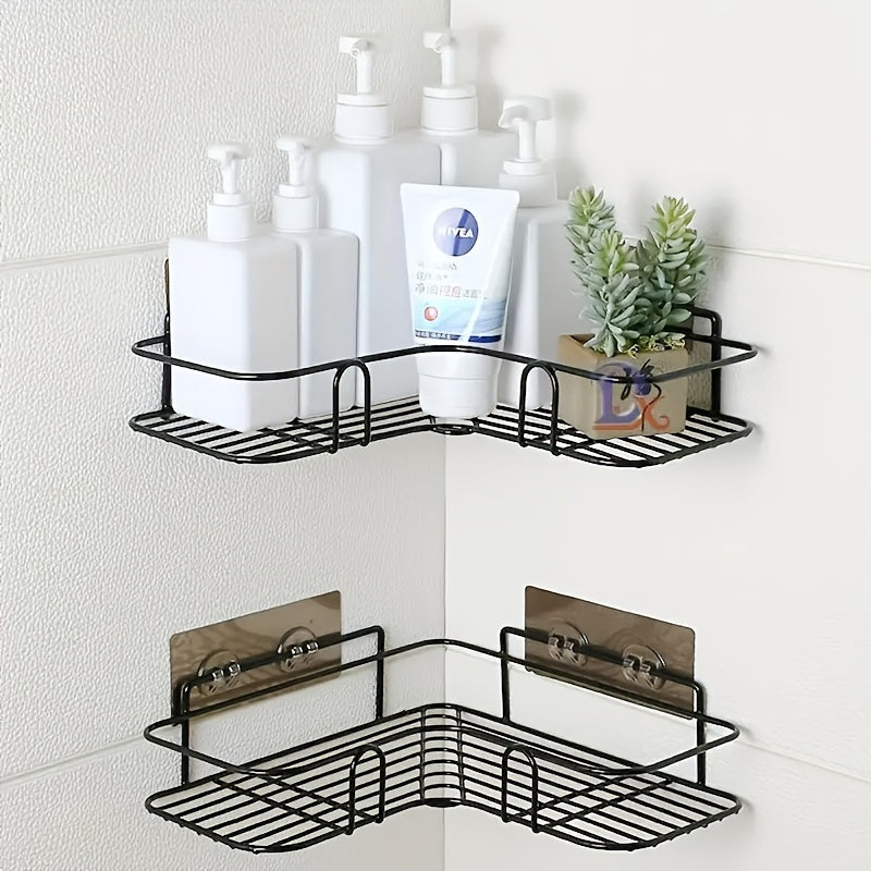 1pc Bathroom Shelf Shower Caddy Rack No Punching Triangle Storage Rack