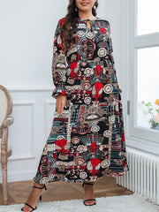 Flounce Sleeve Tie Front Maxi Dress