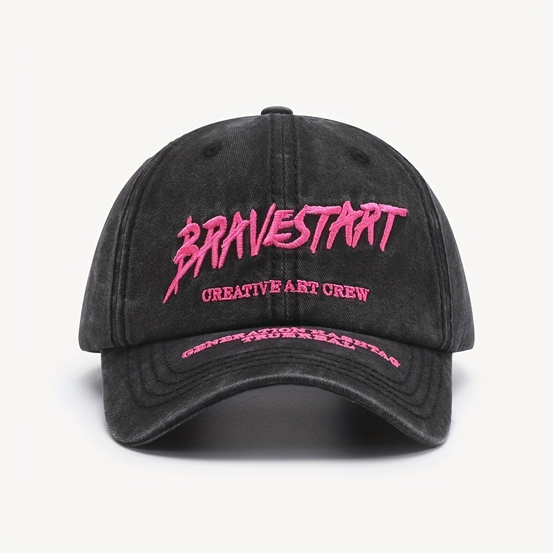 Retro Embroidered Baseball Cap Adjustable Soft Top Hat