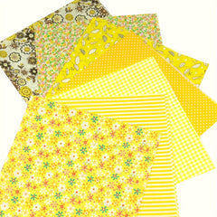 7pcs 49 78 49 Yellow Squares Floral Printed Cotton Fabric For Quilting DIY Craft