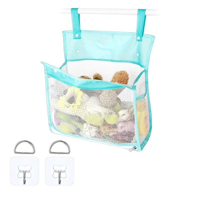 Mesh Bath Toy Organizer w/ Hooks - Extra Large Opening, Bathroom Toys