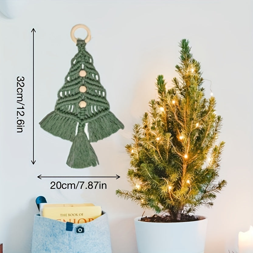 3pcs Woven Christmas Tree Decoration DIY Set Cotton Rope Wall Door Window Decor