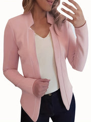 Solid Open Front Jacket for Women's Business Attire