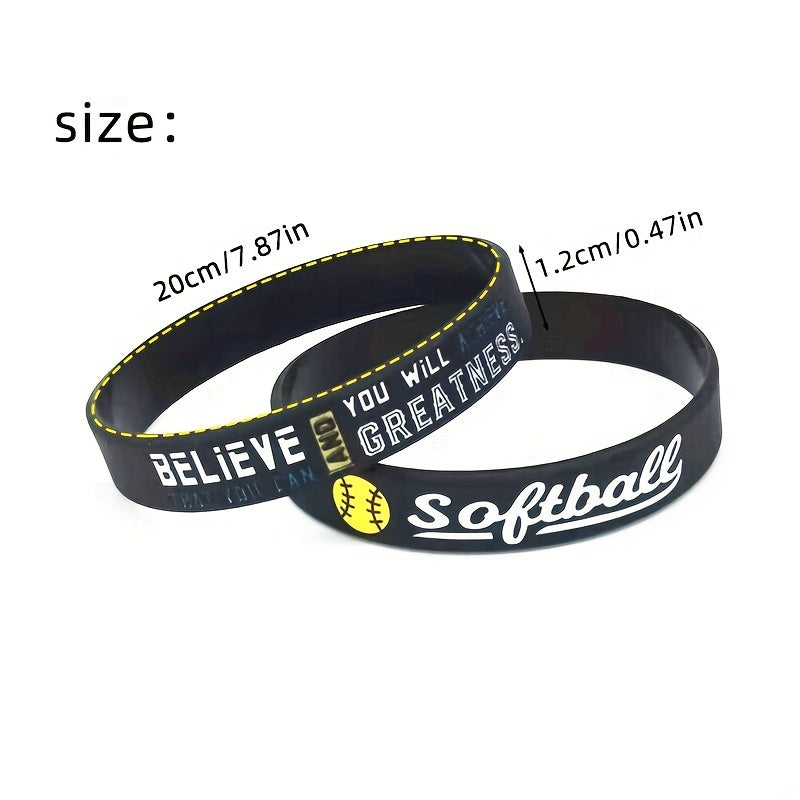 Softball Silicone Bracelet Inspirational Saying Sports Rubber Wristband
