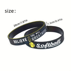 Softball Silicone Bracelet Inspirational Saying Sports Rubber Wristband