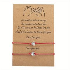 2 Pcs Stackable Heart Bracelet Adjustable Rope Braided Bracelet