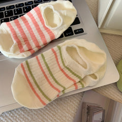 4 Pairs Striped Ankle Socks Soft & Lightweight Low Cut Stockings