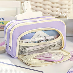Large Capacity Pencil Case for Students and Makeup Storage