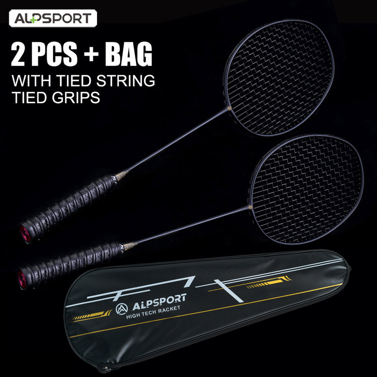 2pcs Alp XHP 100 Carbon Fiber Badminton Racket 6U 72g 30lbs Tension