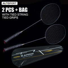 2pcs Alp XHP 100 Carbon Fiber Badminton Racket 6U 72g 30lbs Tension