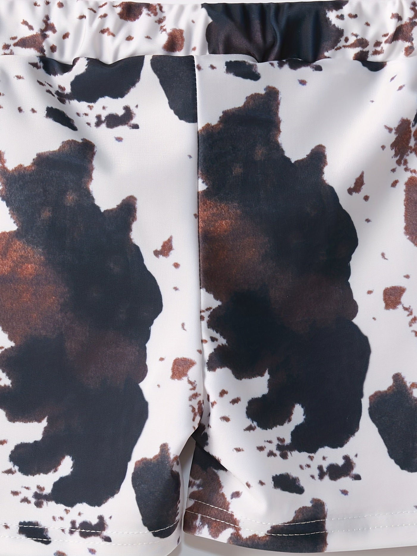 Boys Swim Trunks Cow Pattern Print Elastic Waist Beach Pants