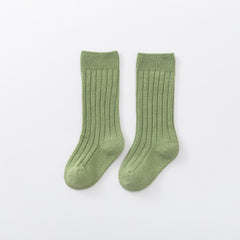 Kids Candy Color Knitted Cotton Stockings for Spring