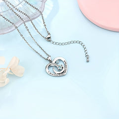 Heart Star Moon Copper Zircon Pendant Necklace With Meaningful Message Card