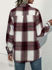  Plaid Print Long Sleeve Button Up Shirt