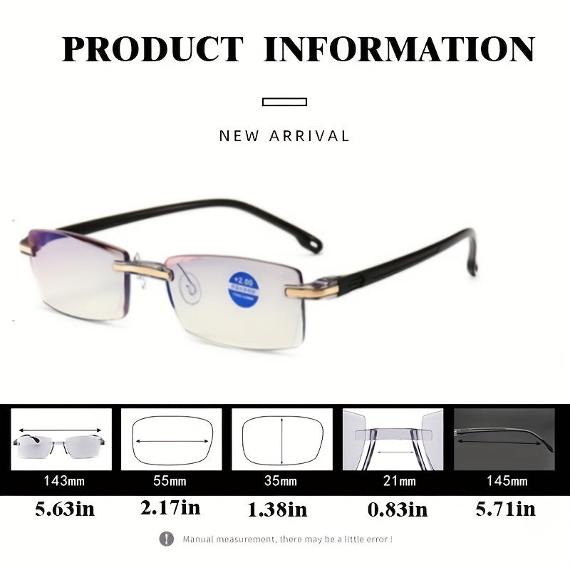 Rimless Anti Blue Light Reading Glasses - High Definition - Women Men