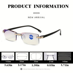 Rimless Anti Blue Light Reading Glasses - High Definition - Women Men