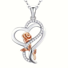 Heart Cross Rose Diamond Necklace Men