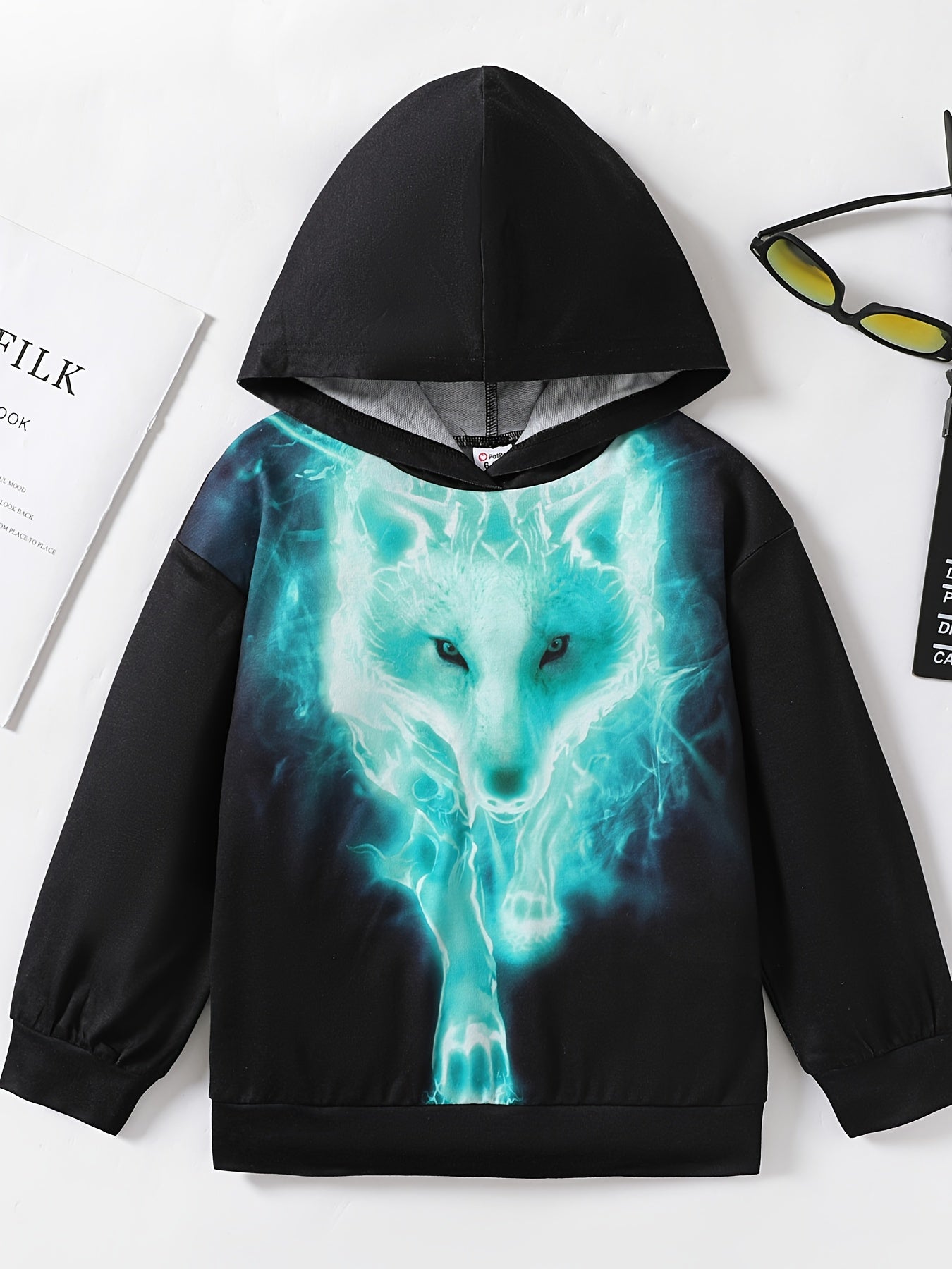 Fox Print Boys Hooded Sweatshirt for Spring Fall