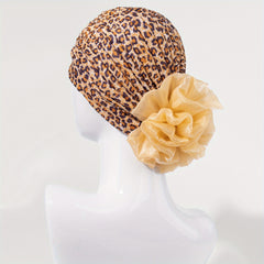 Brown Leopard Print Turban Cap Head Scarf Chemo Hat