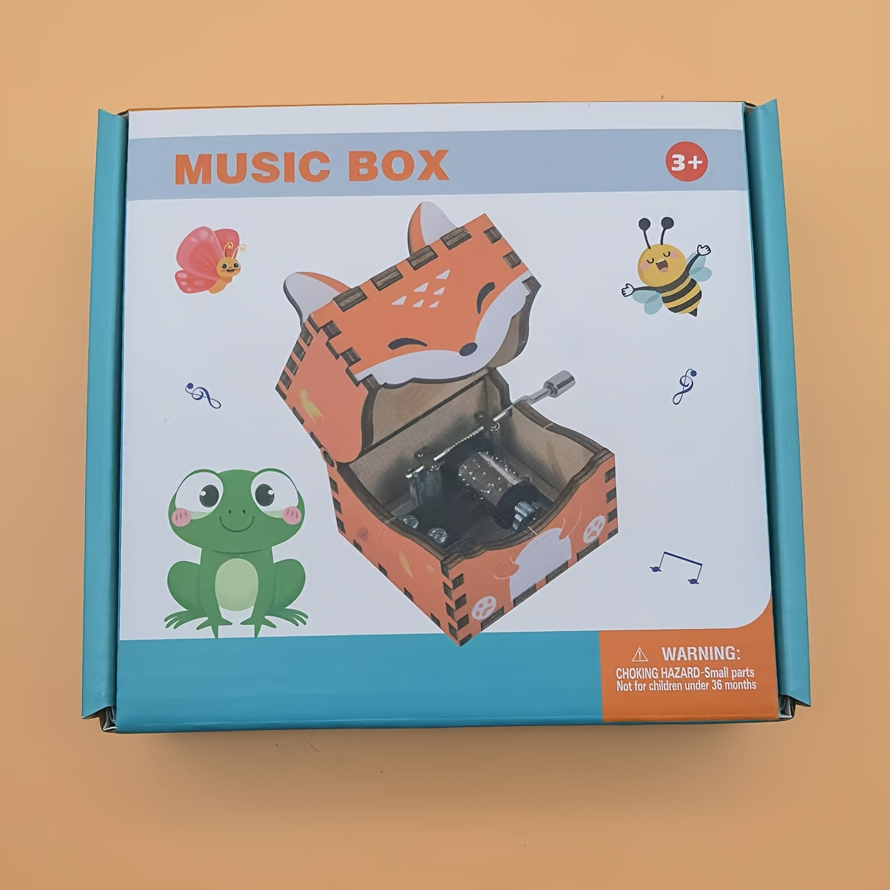 Wooden Animal Handheld Music Box Toy with 6 Characters