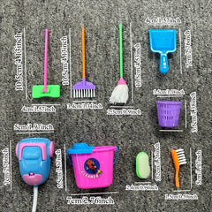 9pcs Mini Dollhouse Cleaning Tools DIY Household Accessories