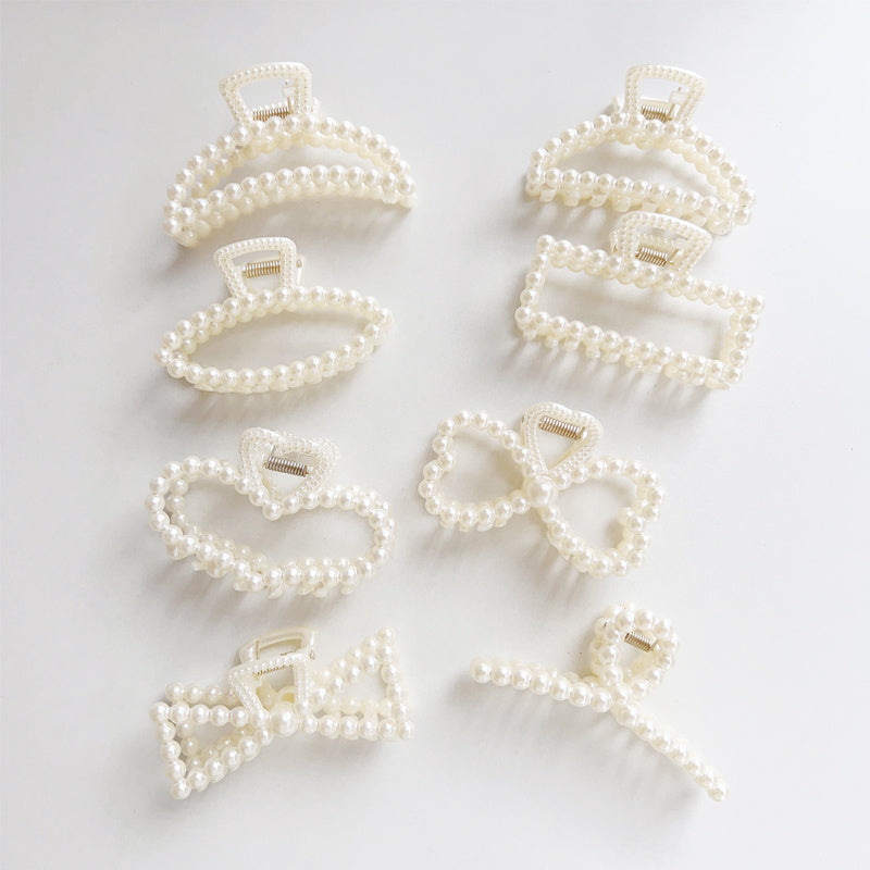8pcs Faux Pearl Hair Claw Clip Non Slip Strong Hold Grip Hair Jaw Clip