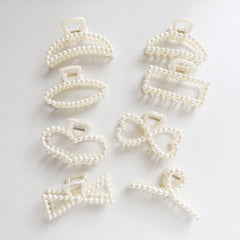 8pcs Faux Pearl Hair Claw Clip Non Slip Strong Hold Grip Hair Jaw Clip