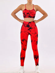 Tie Dye Yoga Set with Butt Lifting Leggings & Sports Bra