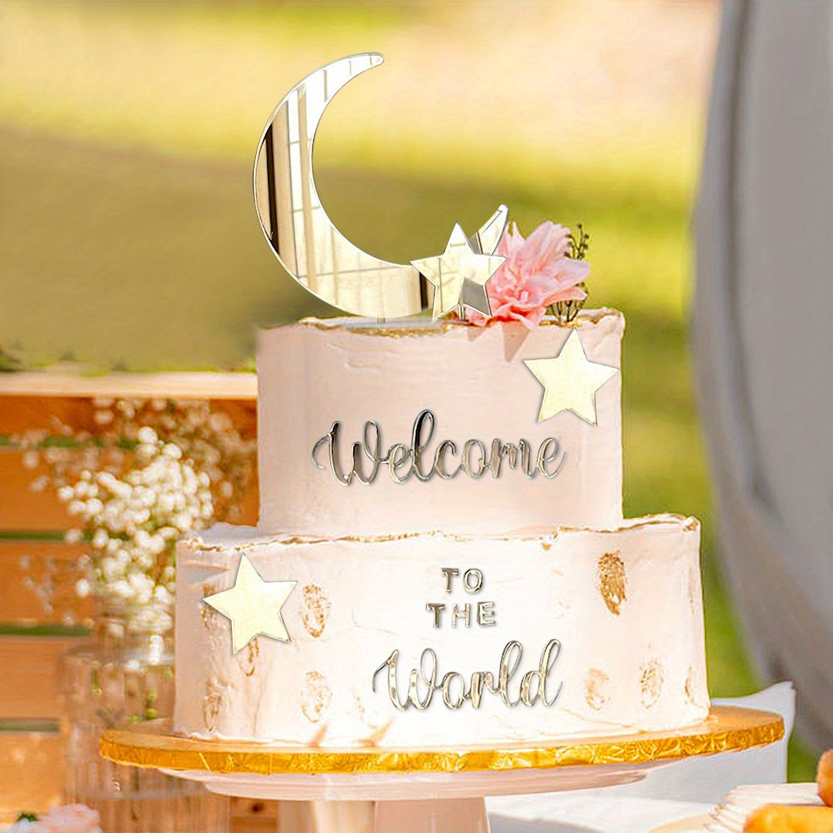 Moon & Stars Cake Topper for Dessert Table Decor