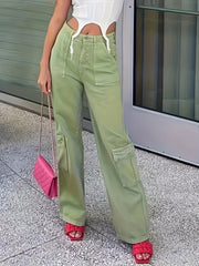  Y2K High Rise Cargo Pants with Flap Pockets