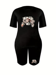 Women's Plus Graphic Print Tee & Shorts Set