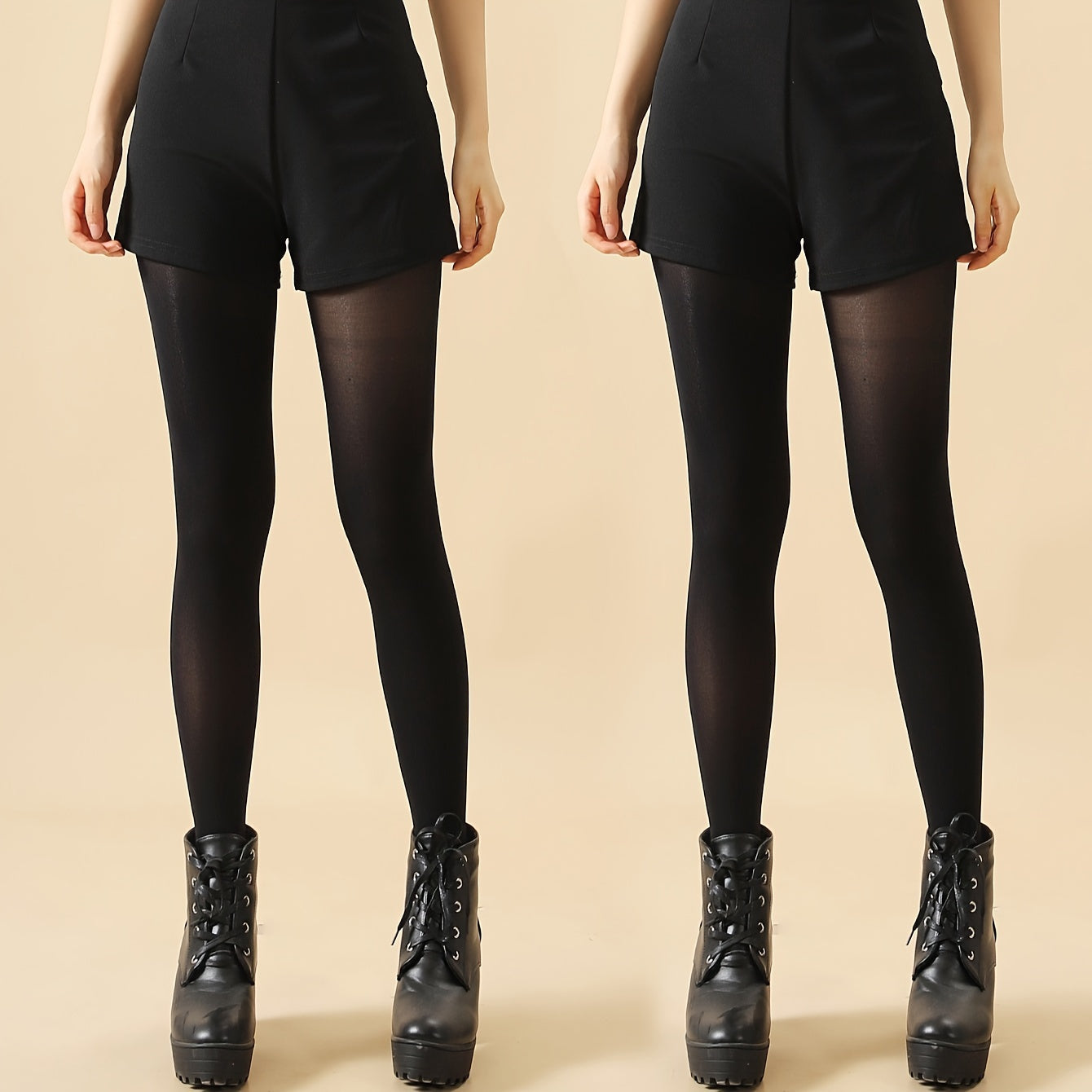 2 Pairs Elastic Tights High Waist Slim Pantyhose Women's Stockings