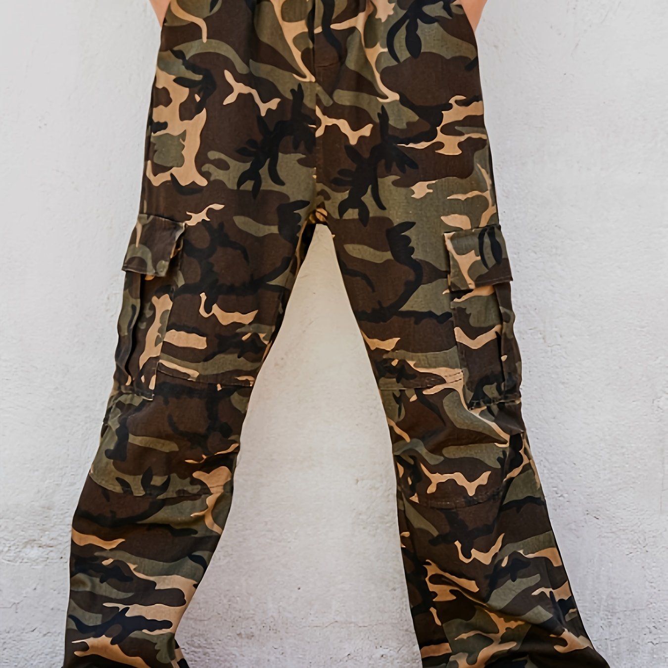  Camo High Rise Wide Leg Cargo Pants