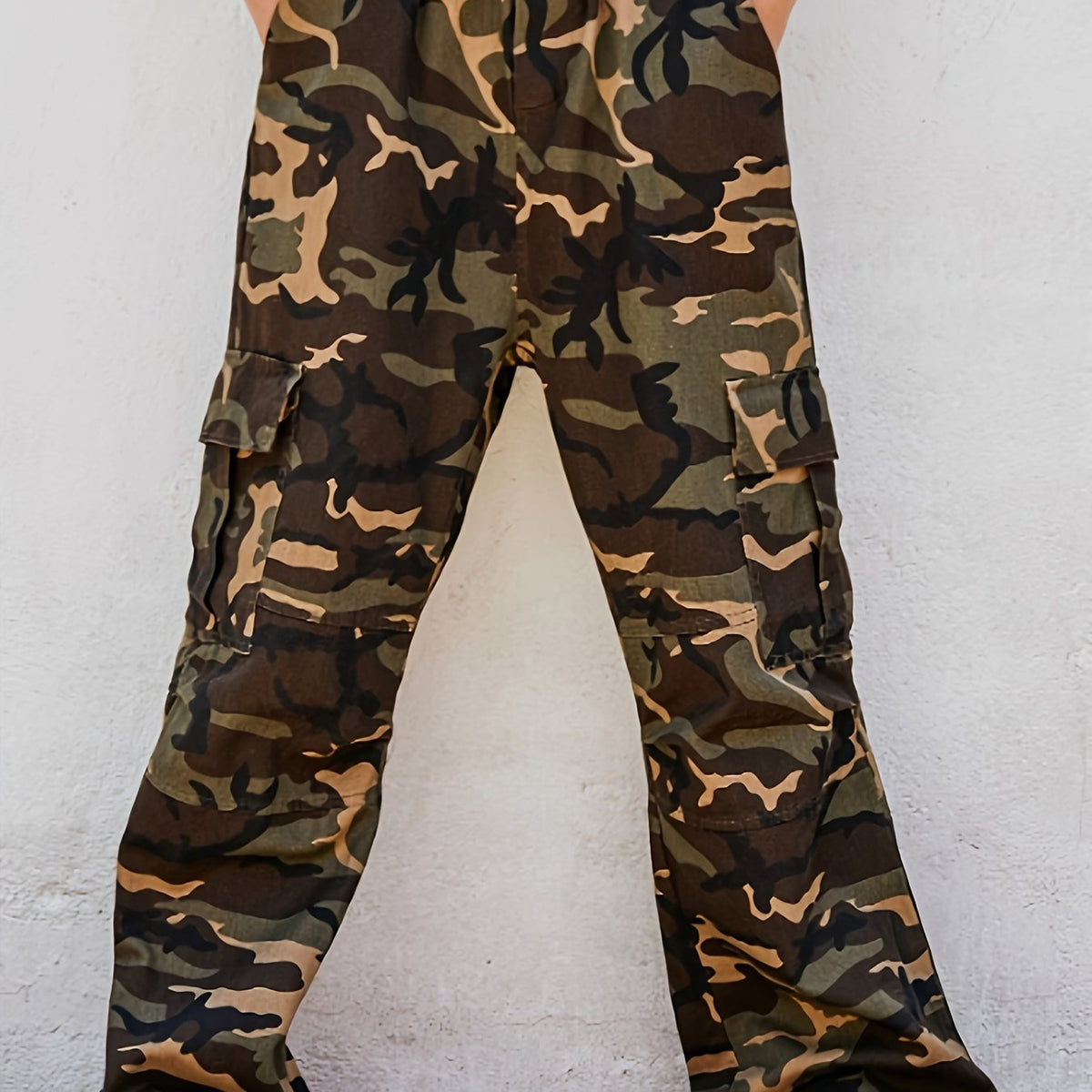  Camo High Rise Wide Leg Cargo Pants