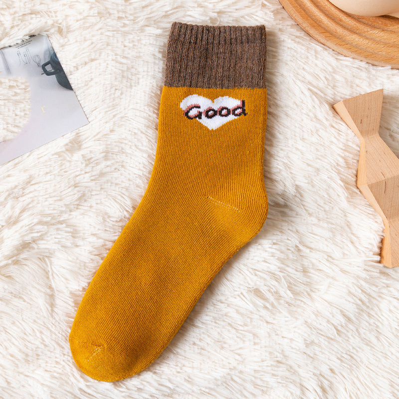 Women's Letter Pattern Colorblock Tube Socks