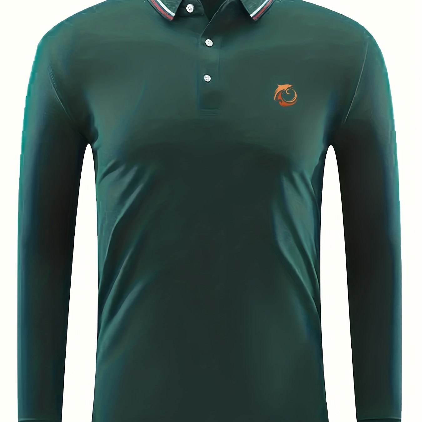 Men's Dolphin Print Casual Button Up Long Sleeve Polo Shirt