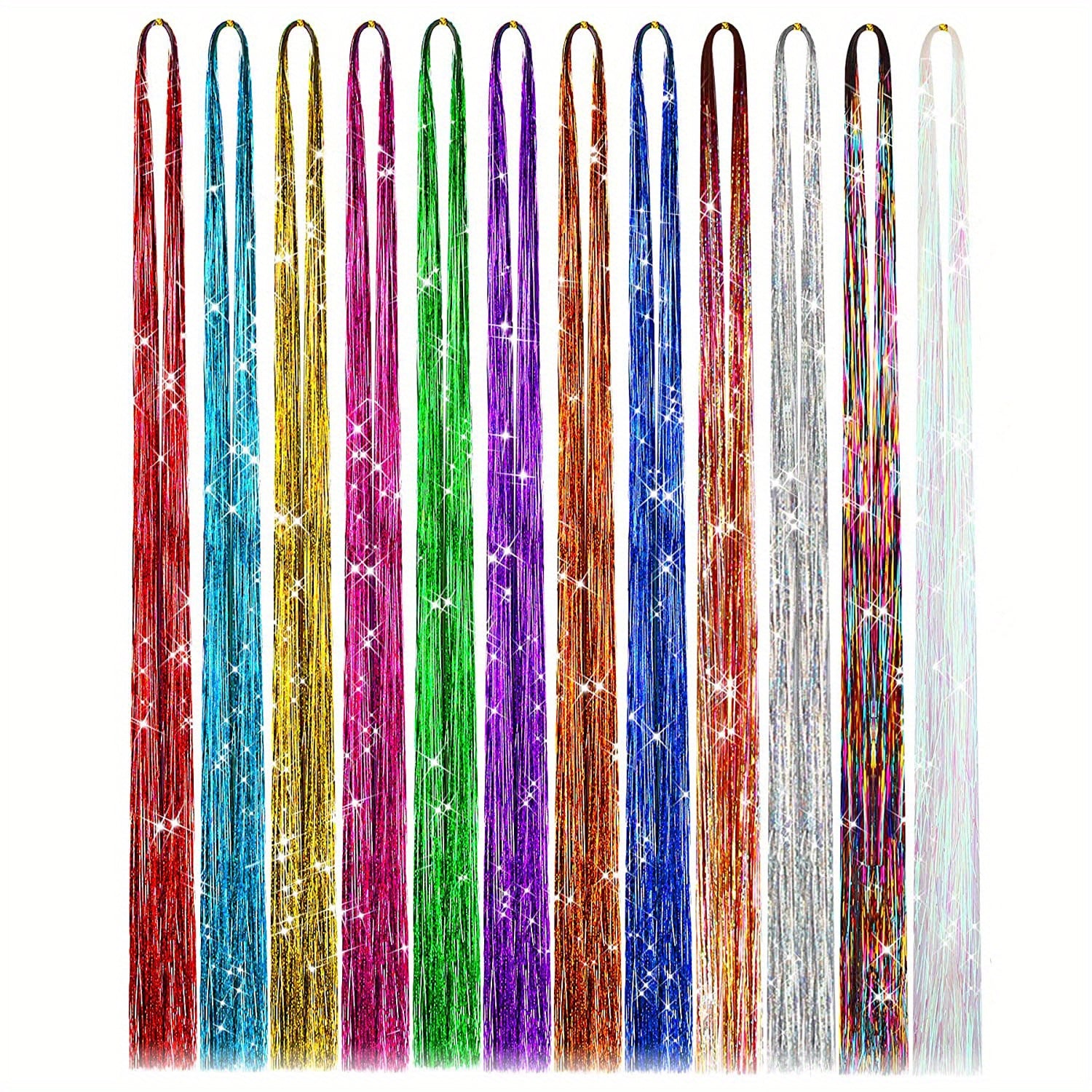 Hair Tinsel Kit With Tool Tinsel Hair Extensions 12 Colors Fairy Hair Tinsel